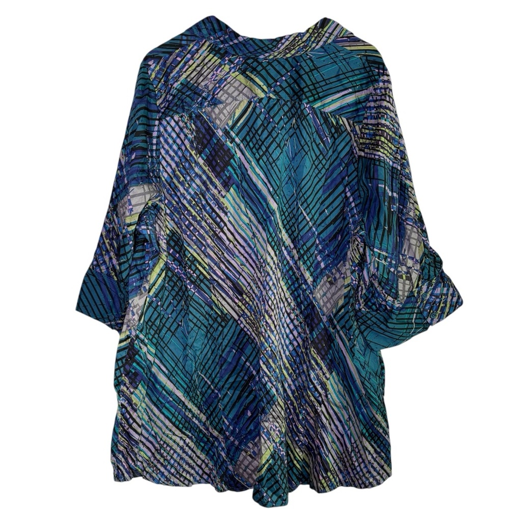 Lane Bryant Tunic Top Women's 26 28 Button Down Plus Size Pockets Lagom Artsy - Picture 2 of 8